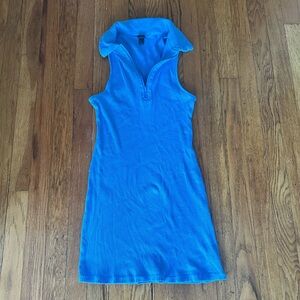 Blue Sleeveless Collared Dress!
